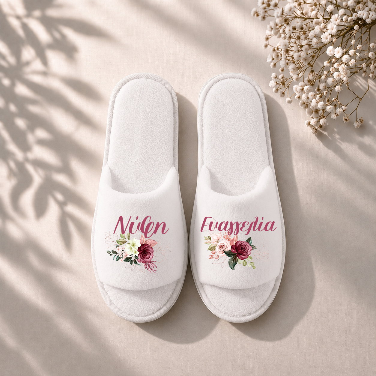 Προσωποποιημένες Παντόφλες Νύφης με Floral Σχέδιο