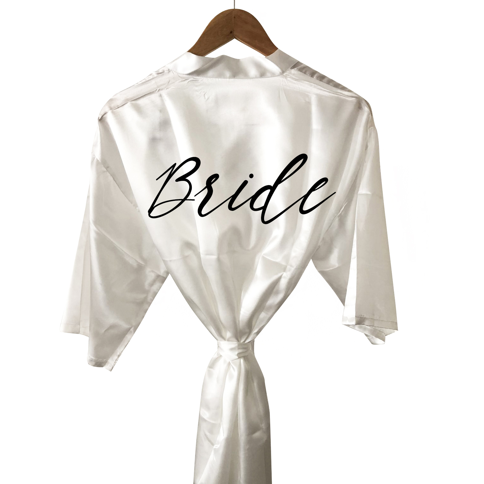 BD Λευκή Σατέν Νυφική Ρόμπα – Bride Fonts 5